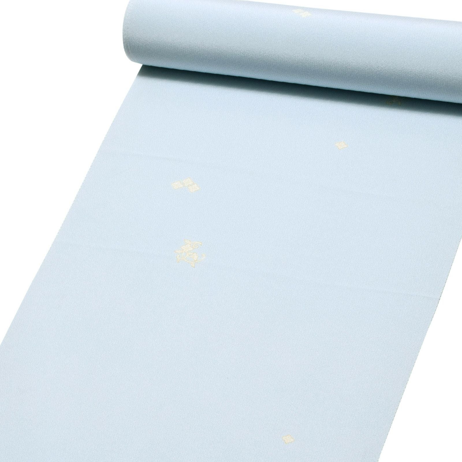 Prices down2】正絹 小紋 反物 着物「薄青色 飛び柄、花菱」日本製