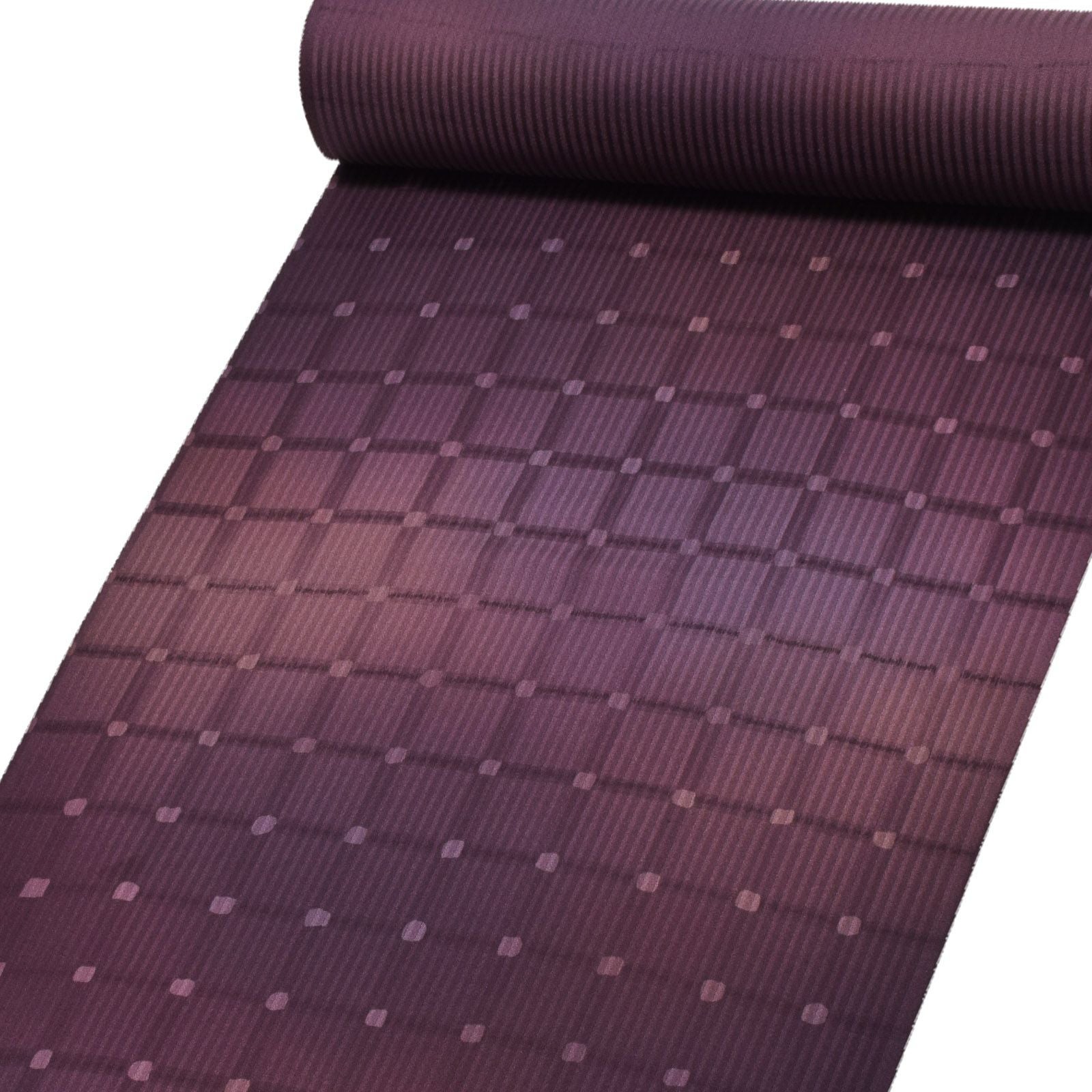 Prices down2】正絹 小紋 反物 着物「格子 赤紫色」日本製 丹後