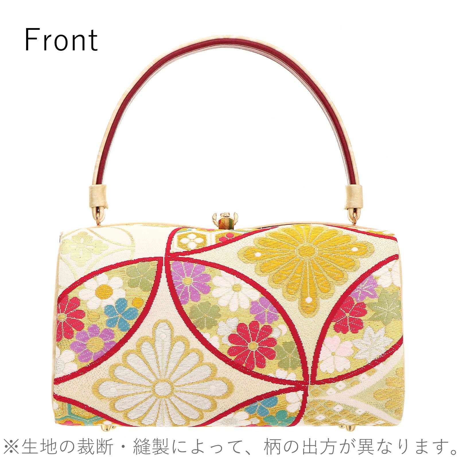 振袖草履バッグセット 「ゴールド 花七宝」 Fサイズ(M～Lサイズ相当