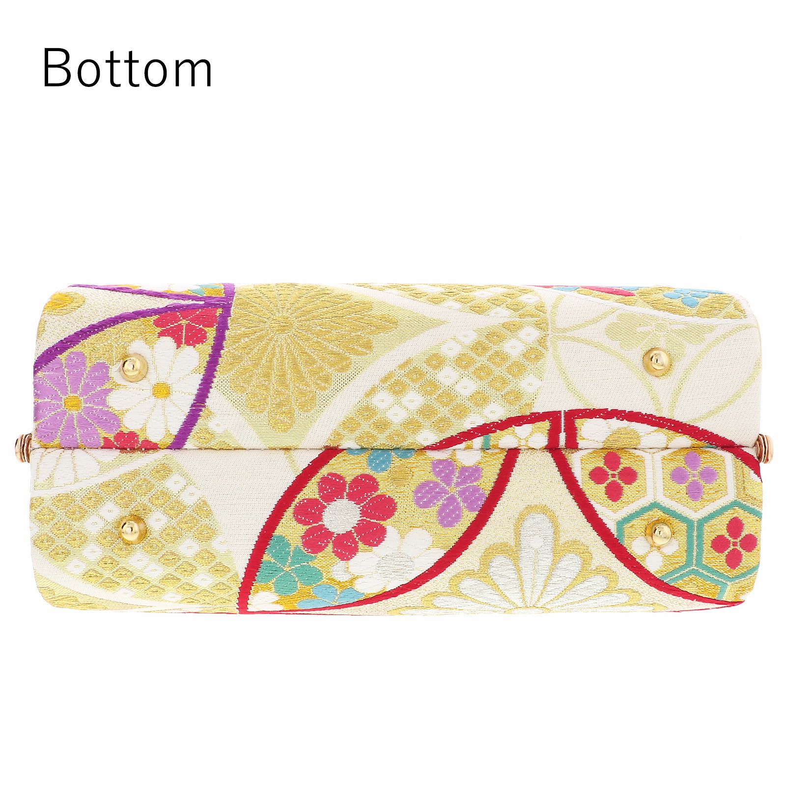 振袖草履バッグセット 「ゴールド 花七宝」 Fサイズ(M～Lサイズ相当