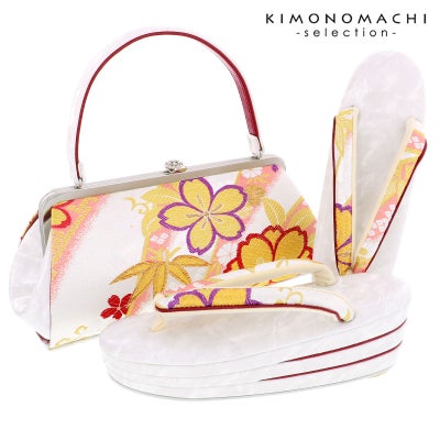 振袖草履バッグセット 「シルバー 桜」 Fサイズ(M～Lサイズ相当) 振袖 