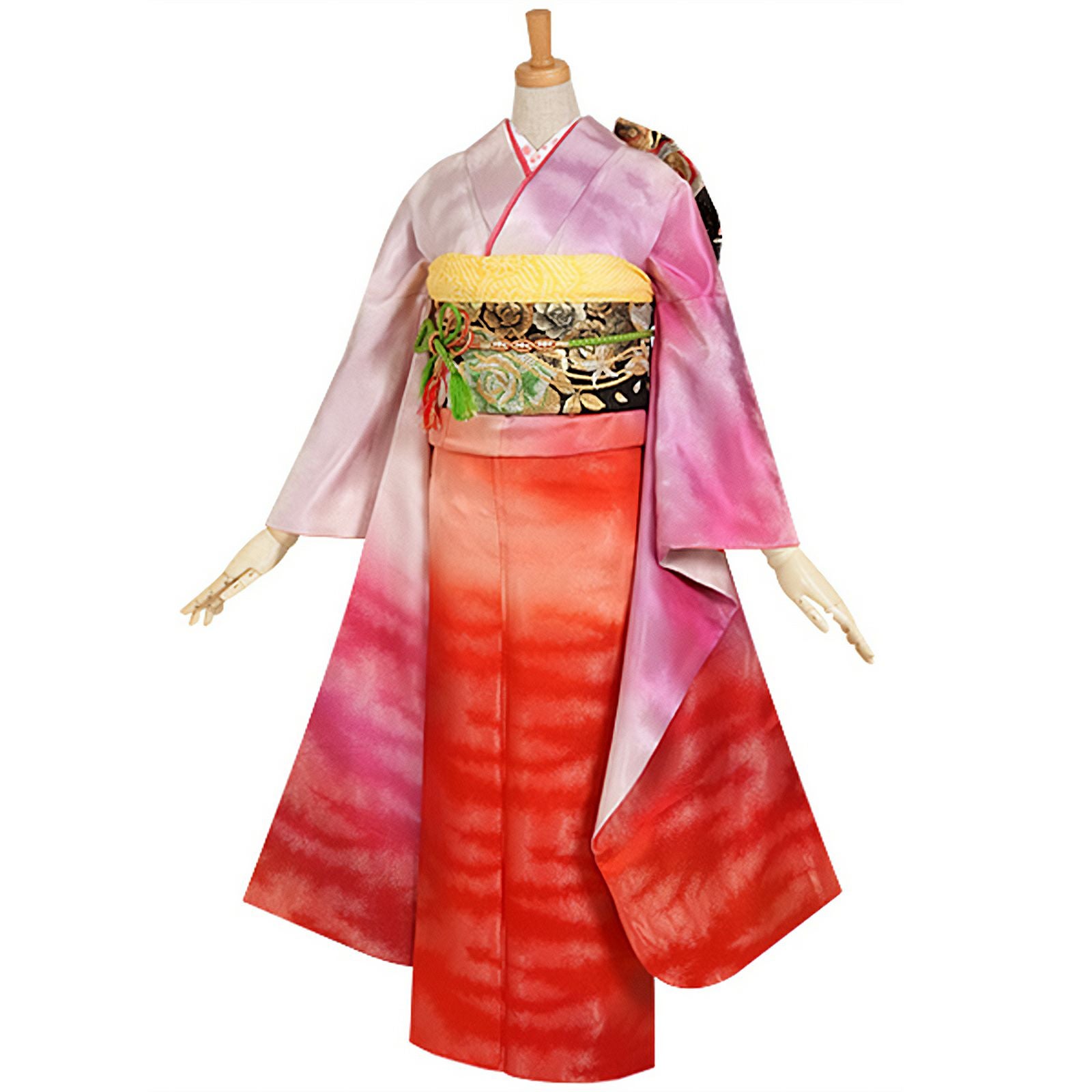 【中古品】仕立て上がり 振袖 「赤ぼかし 天女」貸衣装処分 レンタル処分品