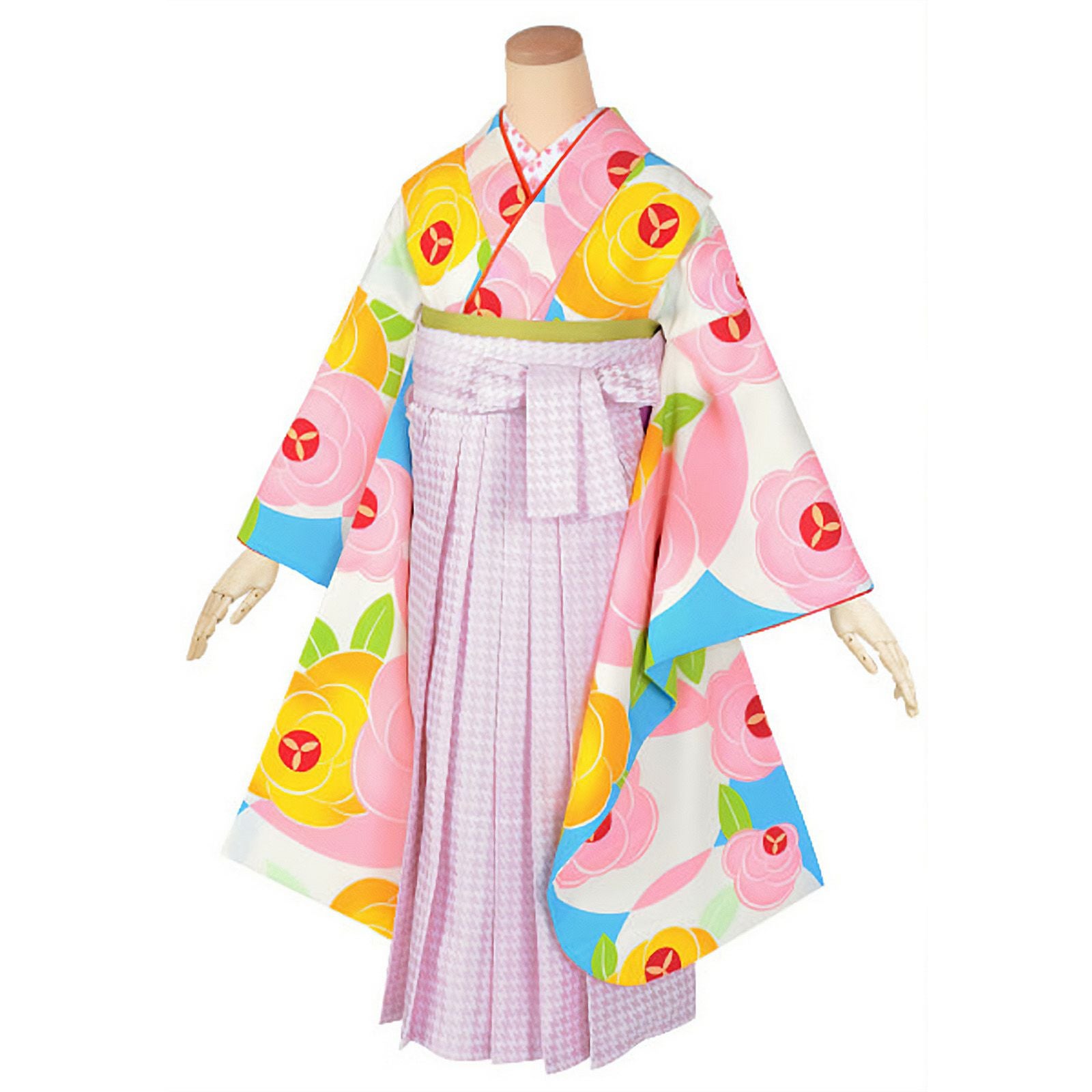 訳アリ】【中古品】ジュニア用 振袖単品「水色 花と円」仕立て上がり