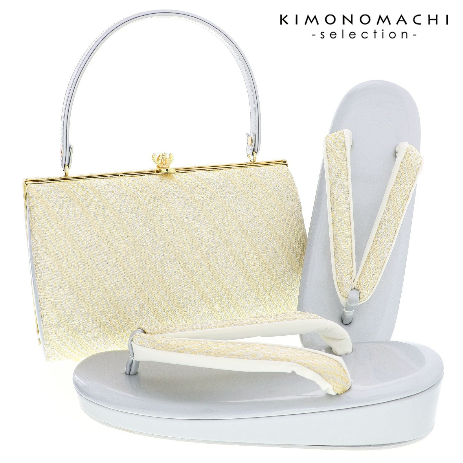 礼装 草履 バッグ セット レディース 礼装用草履バッグセット「ゴールド×グレー　菱」Fサイズ(M～Lサイズ相当) 日本製 礼装草履バッグ 礼装バッグ 礼装草履