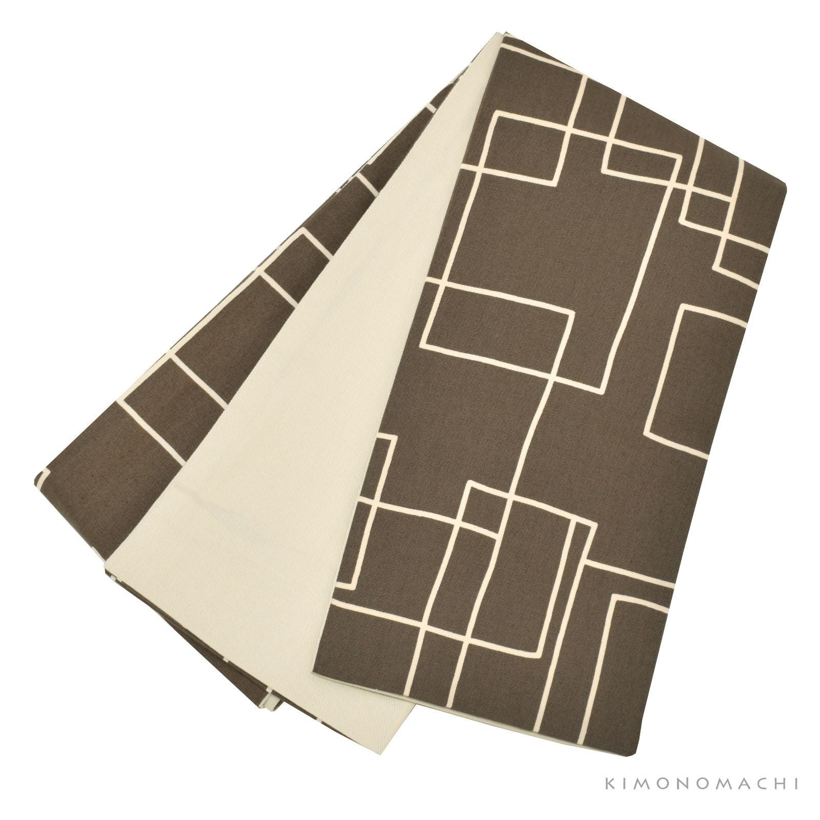 Prices down2】本場筑前博多織名古屋帯「焦げ茶色 華文縞」未仕立て 八