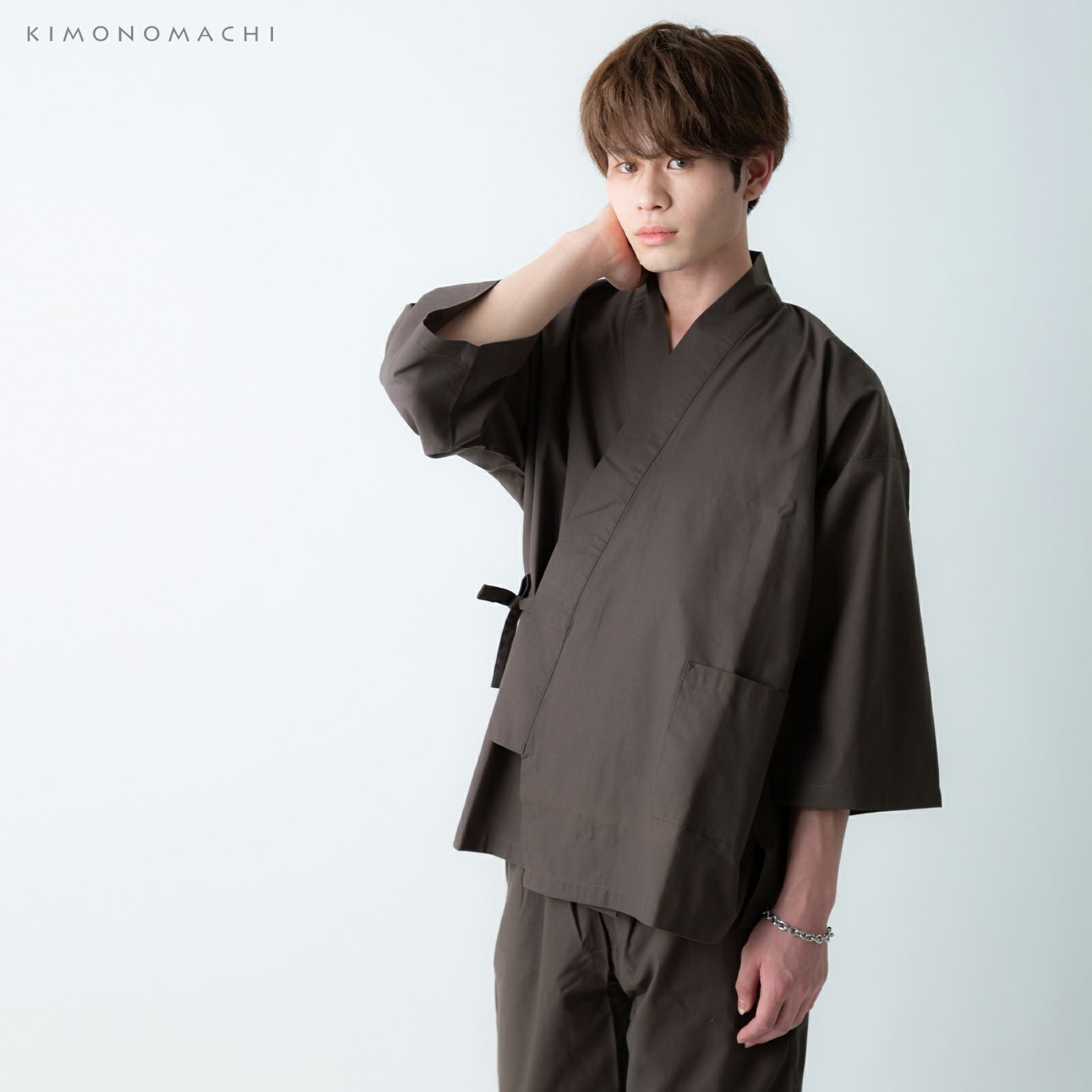 敬老の日割で10％OFF9/17迄）作務衣 「茶」 サイズ S M L LL 4サイズ