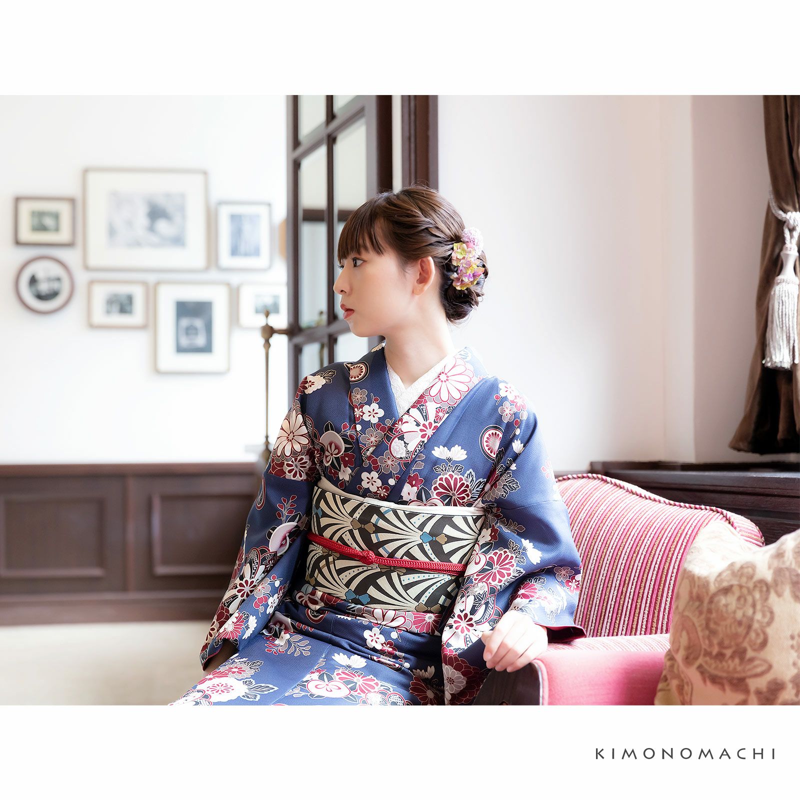 洗える着物10％OFFCOUPON9/29迄)洗える着物 袷着物単品 「花紋散らし