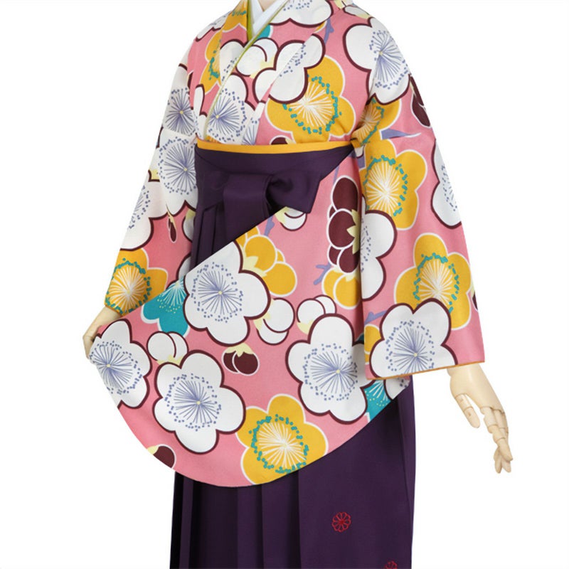【中古品】二尺袖 単品「ピンク　梅の花」貸衣装処分 レンタル処分品 卒業式