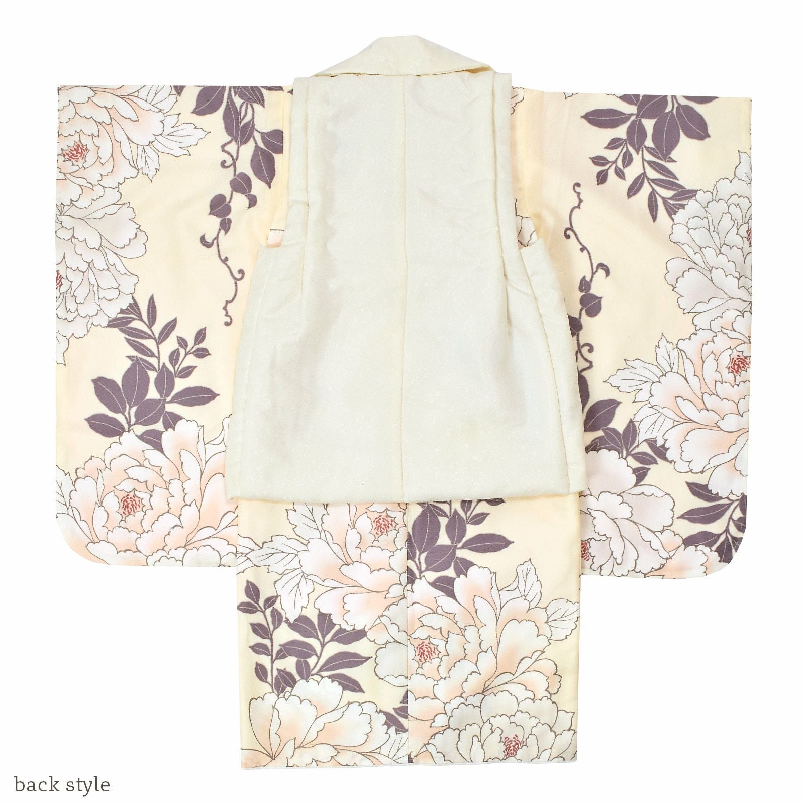 七五三 着物 3歳 女の子 被布セット「オフホワイト 象牙色 牡丹」三歳