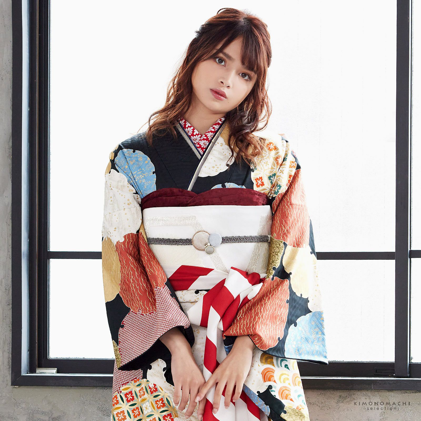 卒業式応援75％SALE 3/5迄)帯揚げ 振袖 成人式 ベロア 単品「ベージュ