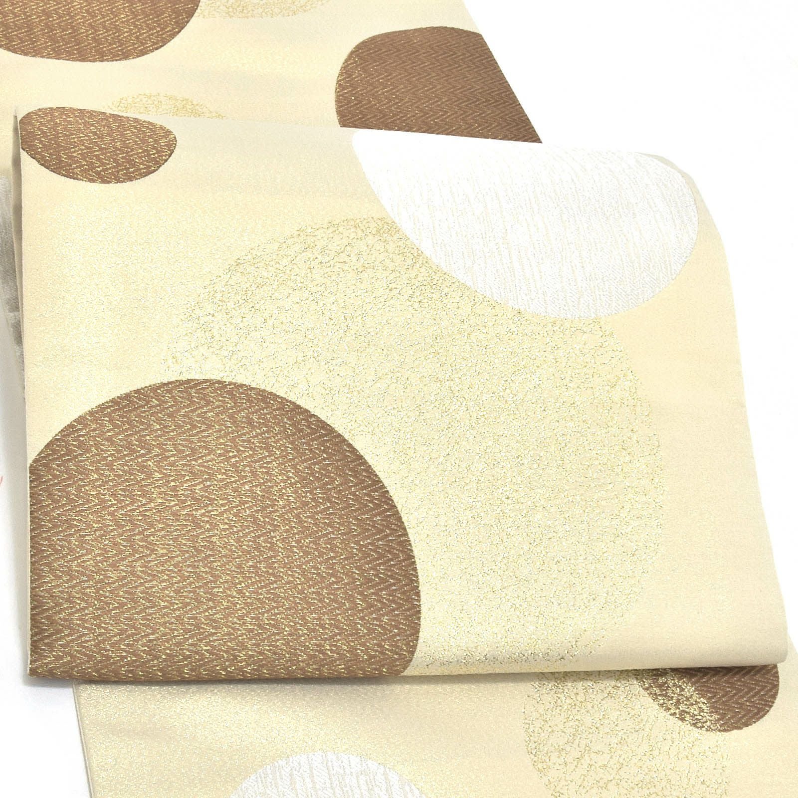 振袖袋帯「ベージュ　ドット」お仕立て上がり 振袖用 袋帯 お仕立て済 振袖帯