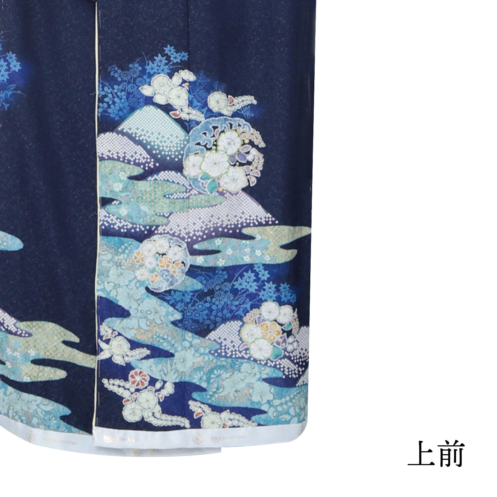 未仕立て 訪問着 単品 桂由美 「紺桔梗 辻が花模様」 正絹 着物 仮絵羽
