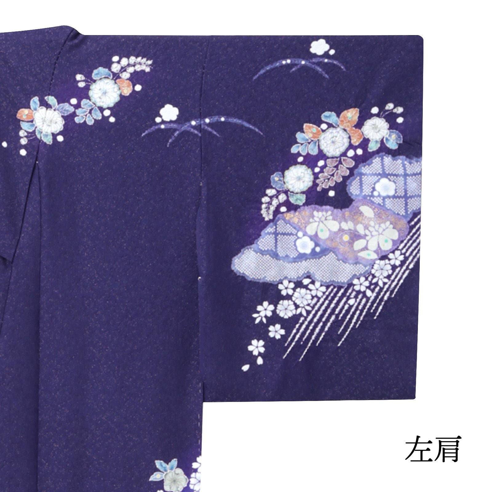 未仕立て 訪問着 単品 桂由美 「花紫 雲取に辻が花模様」 正絹 着物 仮