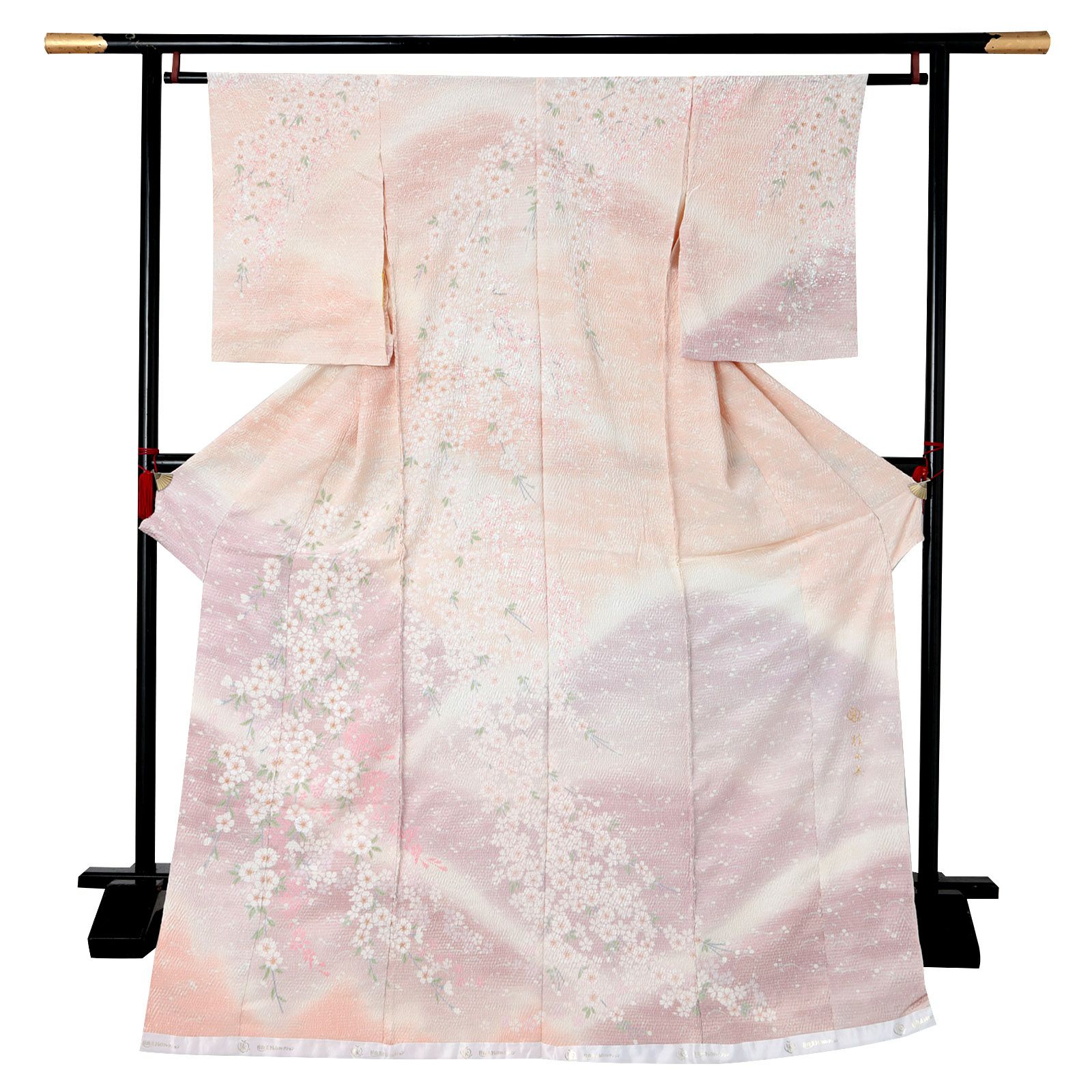 未仕立て 訪問着 単品 桂由美 「薄紅色　縫い締め絞り　しだれ桜」 正絹 着物 仮絵羽 ブランド訪問着 七五三 入学式 卒業式 卒園式 結婚式 お宮参り 母 ママ