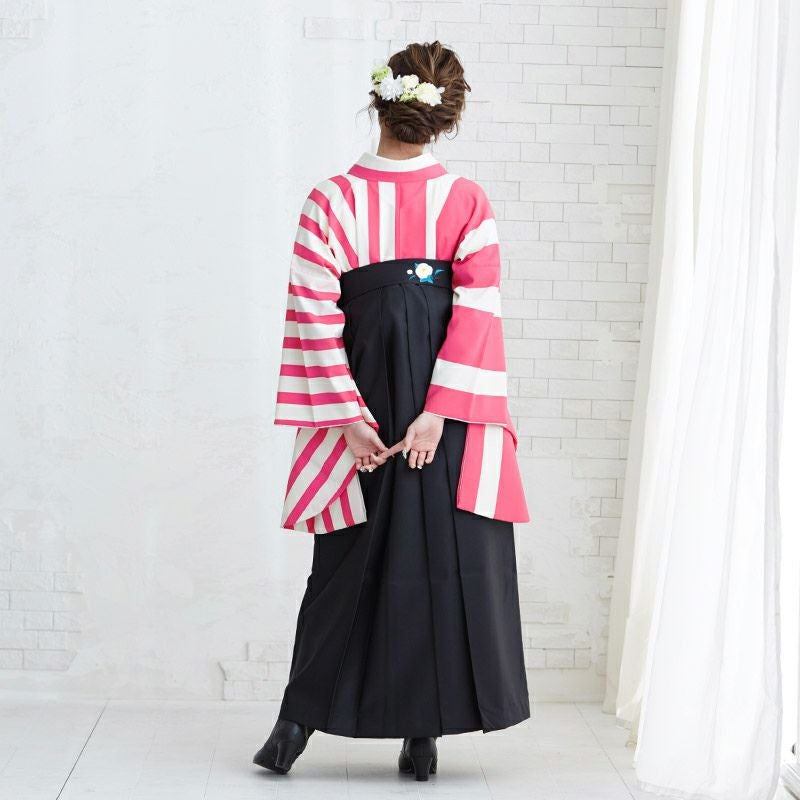 【中古品】二尺袖 単品「ピンクストライプ」貸衣装処分 レンタル処分品 卒業式