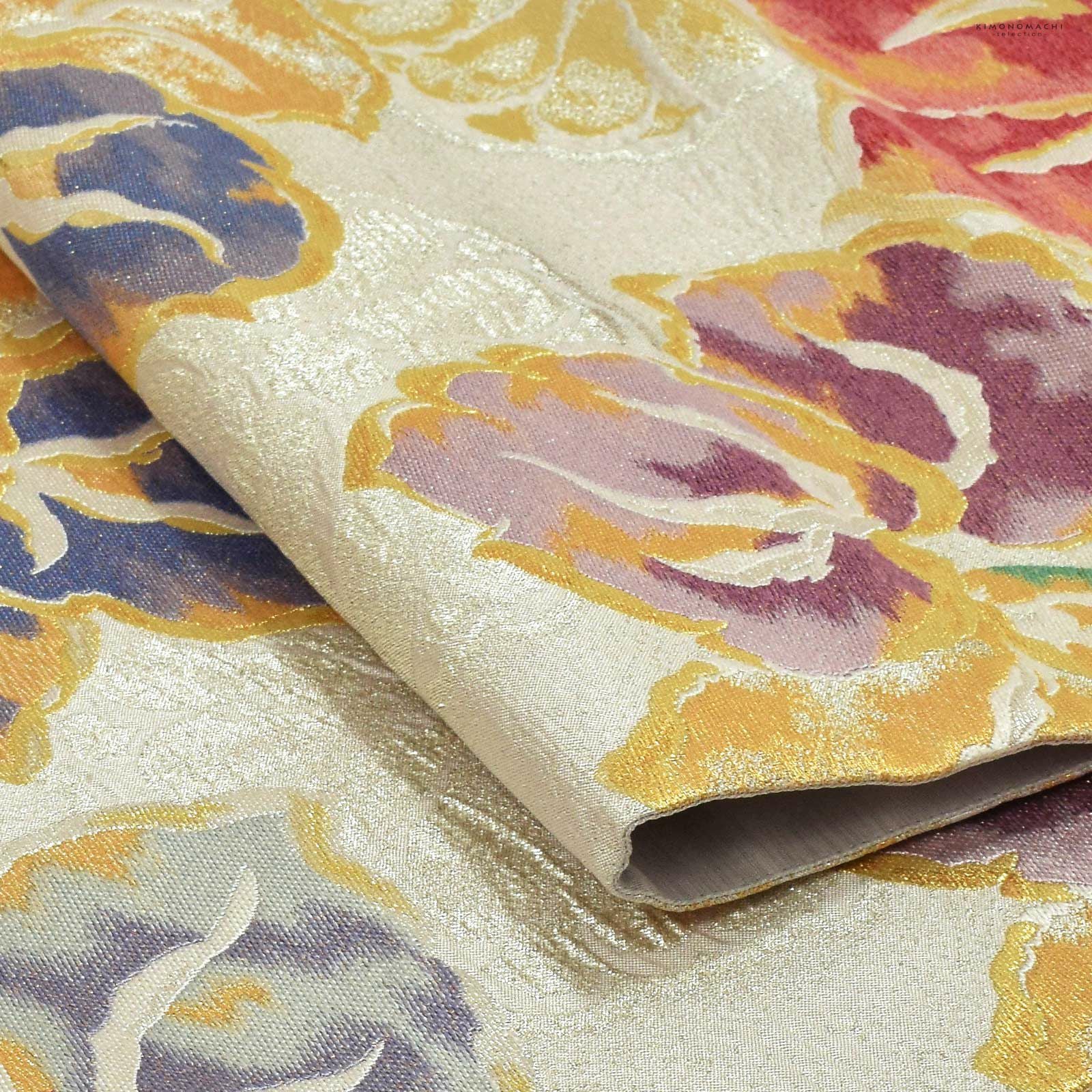 西陣織 袋帯 単品 お仕立て上がり「桐と菊 金彩織」となみ織物（株