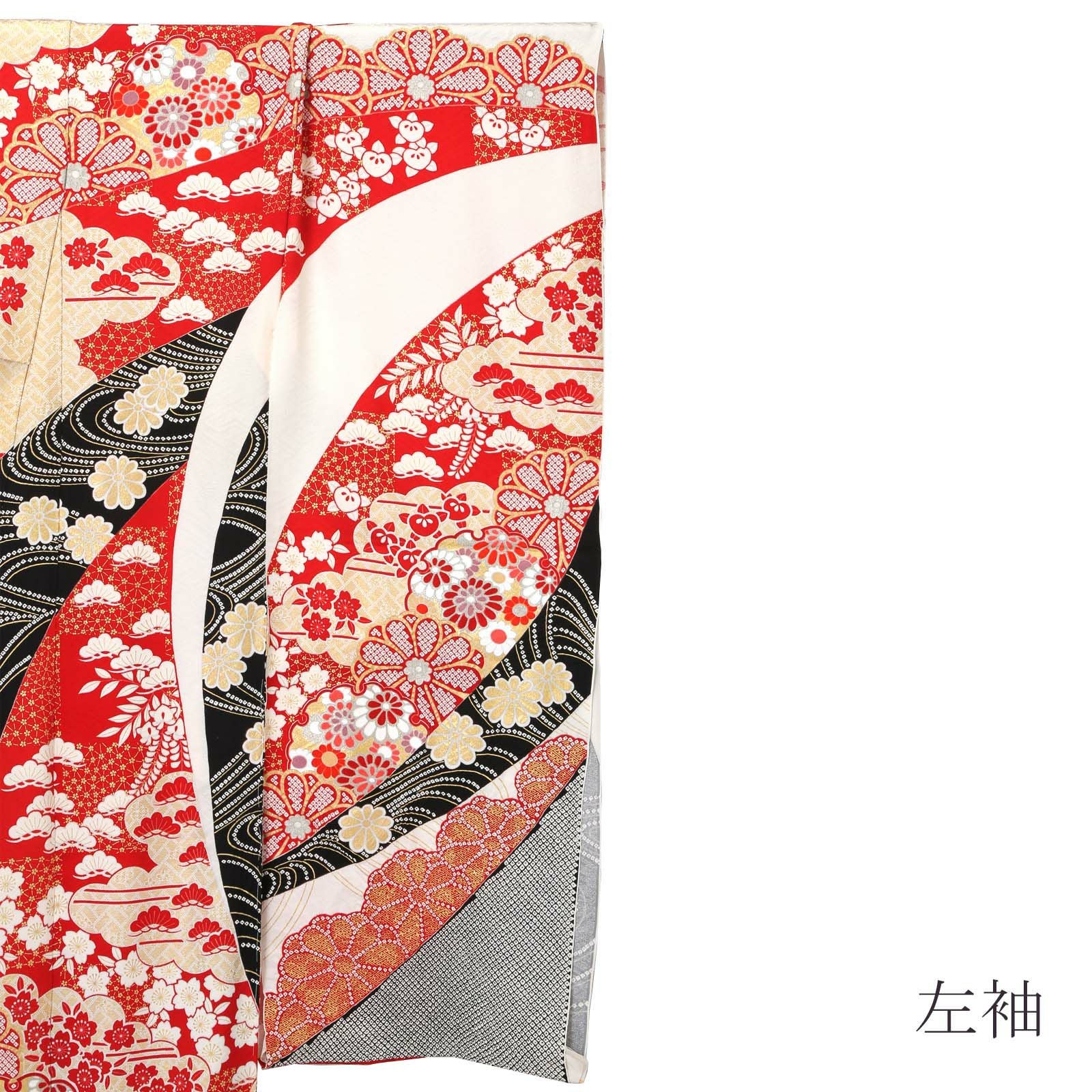 未仕立て 振袖 単品「象牙色地 熨斗取りに菊」日本製 仮絵羽 振り袖