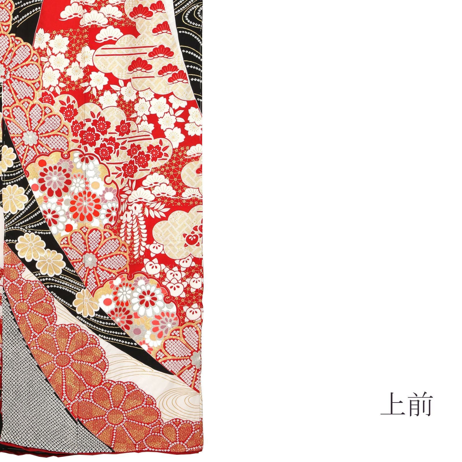 未仕立て 振袖 単品「象牙色地 熨斗取りに菊」日本製 仮絵羽 振り袖