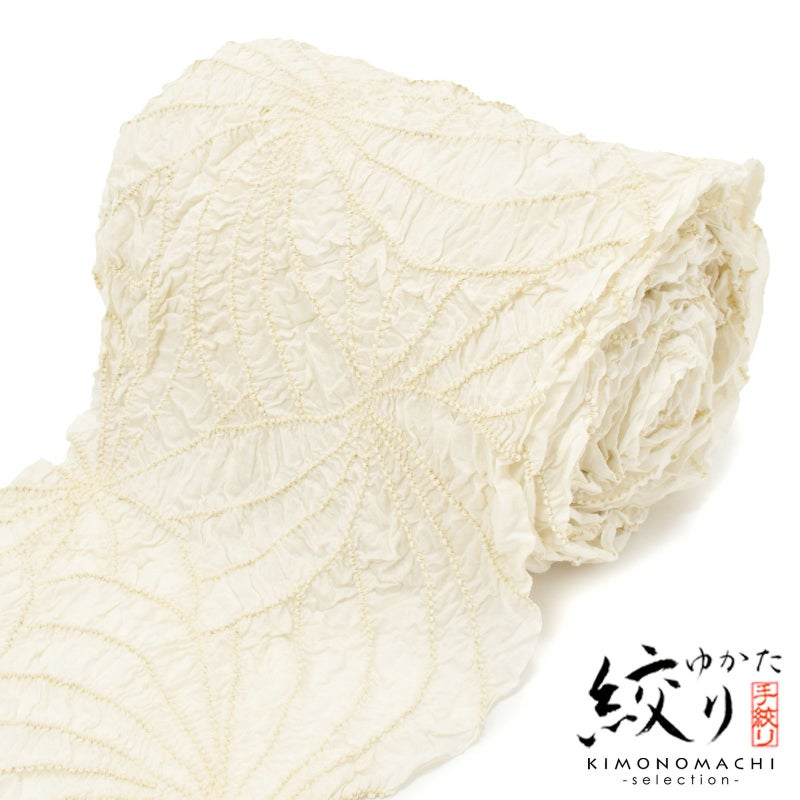 絞り浴衣反物「万華鏡　ベージュ茶」女性浴衣 レディース浴衣 絞り浴衣 綿浴衣 未仕立て