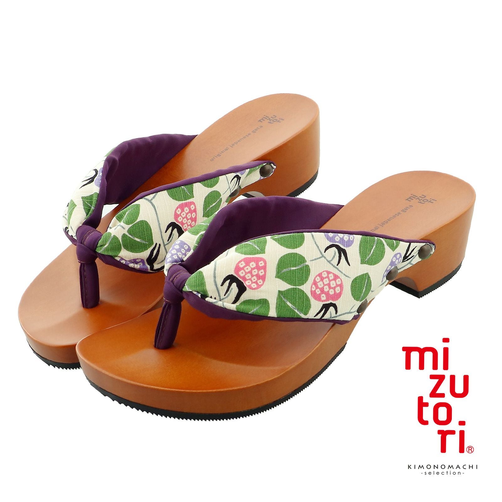 mizutori 下駄 レディース 「いちご　オフホワイト」 みずとり 水鳥 女性下駄単品 日本製 足が痛くなりにくい 履き心地の良い下駄 女下駄 女性 浴衣・夏着物に 浴衣下駄