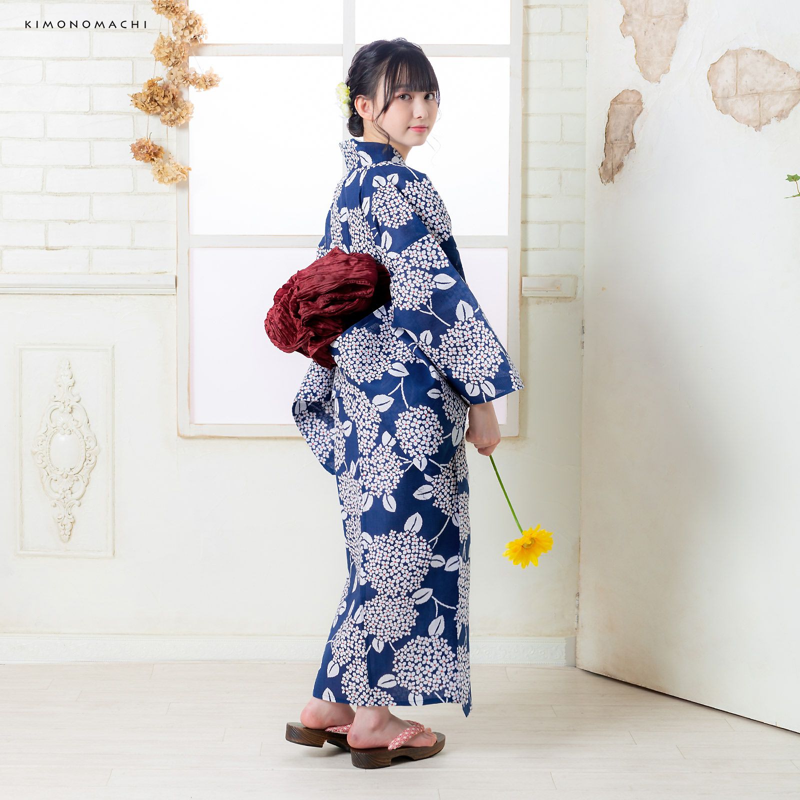 セパレート レディース浴衣 3点セット（二部式浴衣＋しわ兵児帯＋下駄