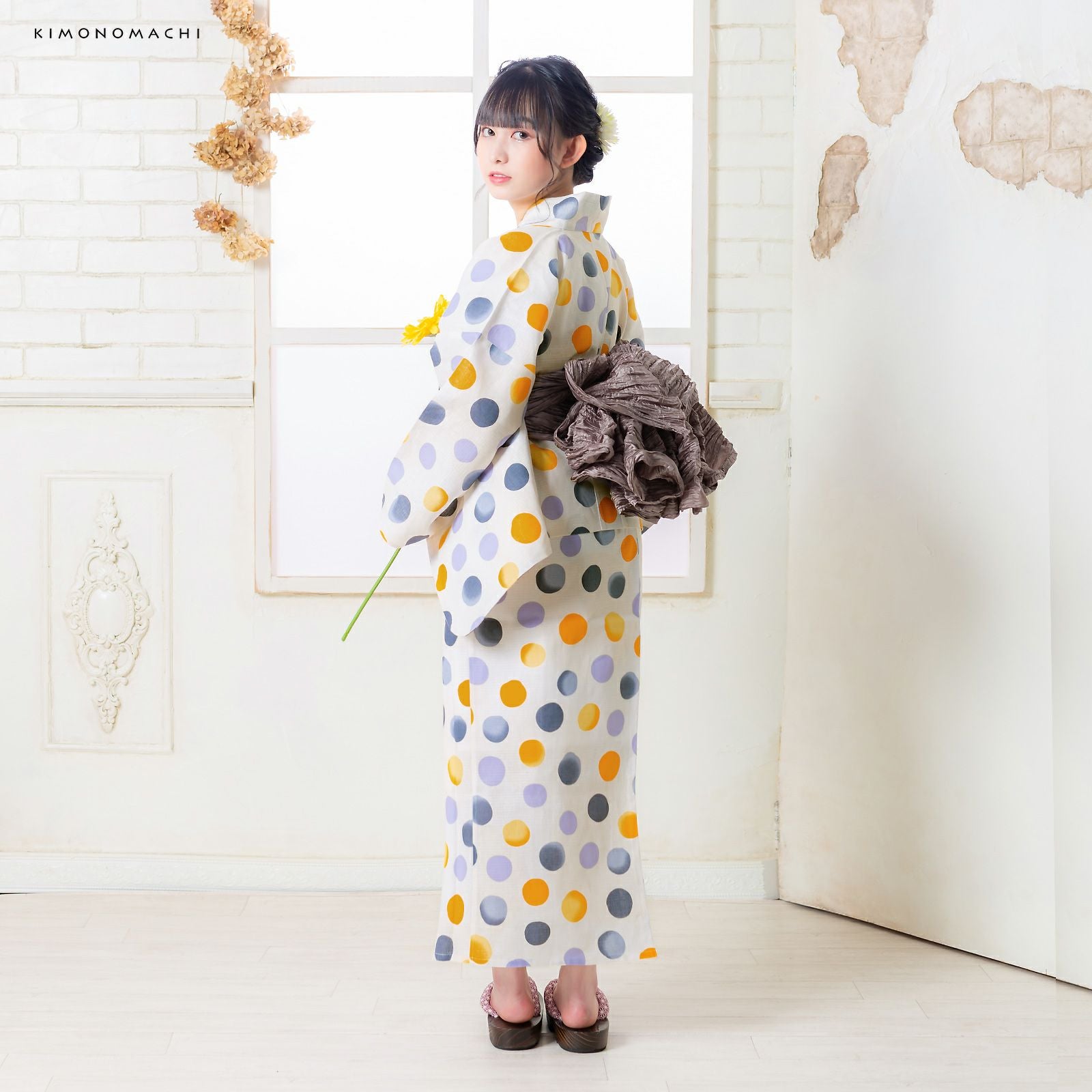 セパレート レディース浴衣 3点セット（二部式浴衣＋しわ兵児帯＋下駄