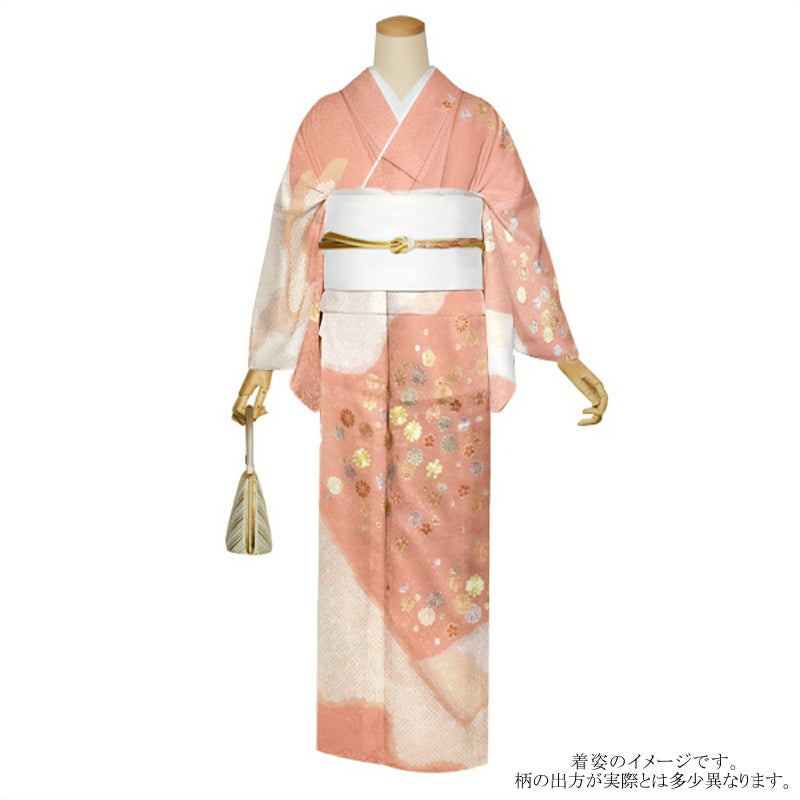 仕立て上がり 訪問着 単品 桂由美 「一斤染　山霞に花紋」 正絹 着物 ブランド訪問着 七五三 入学式 卒業式 卒園式 結婚式 お宮参り 母 ママ