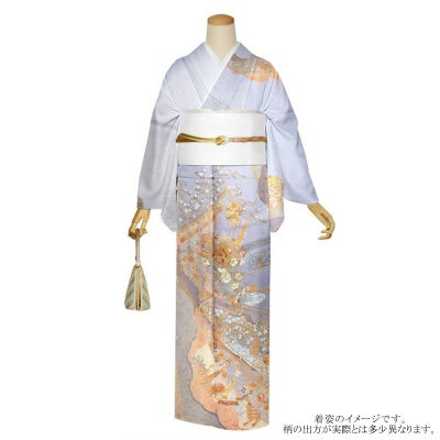 仕立て上がり 訪問着 単品 桂由美 「灰桜ぼかし 桜唐草」 正絹 着物 
