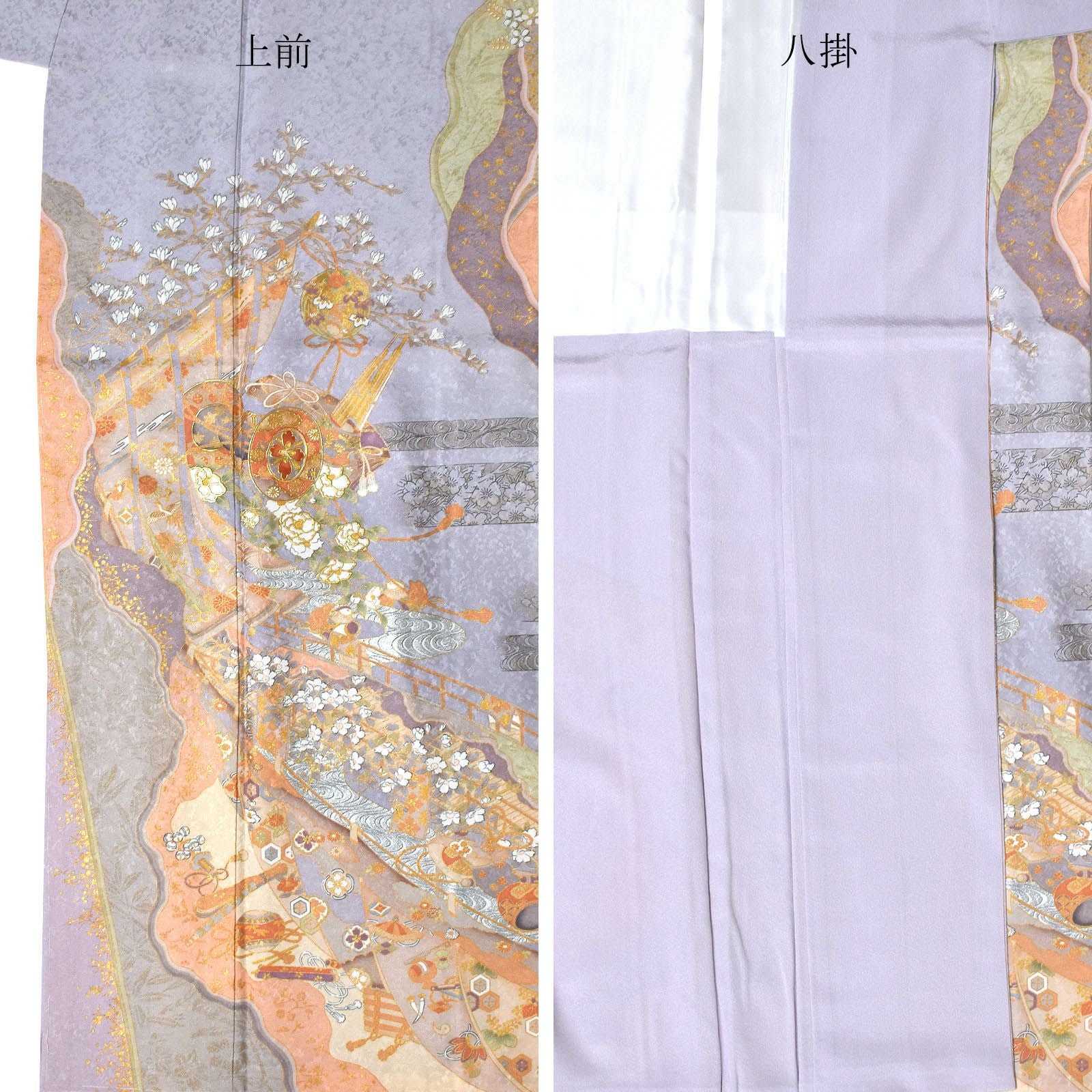仕立て上がり 訪問着 単品 桂由美 「牡丹鼠色 御所解き文」 正絹 着物
