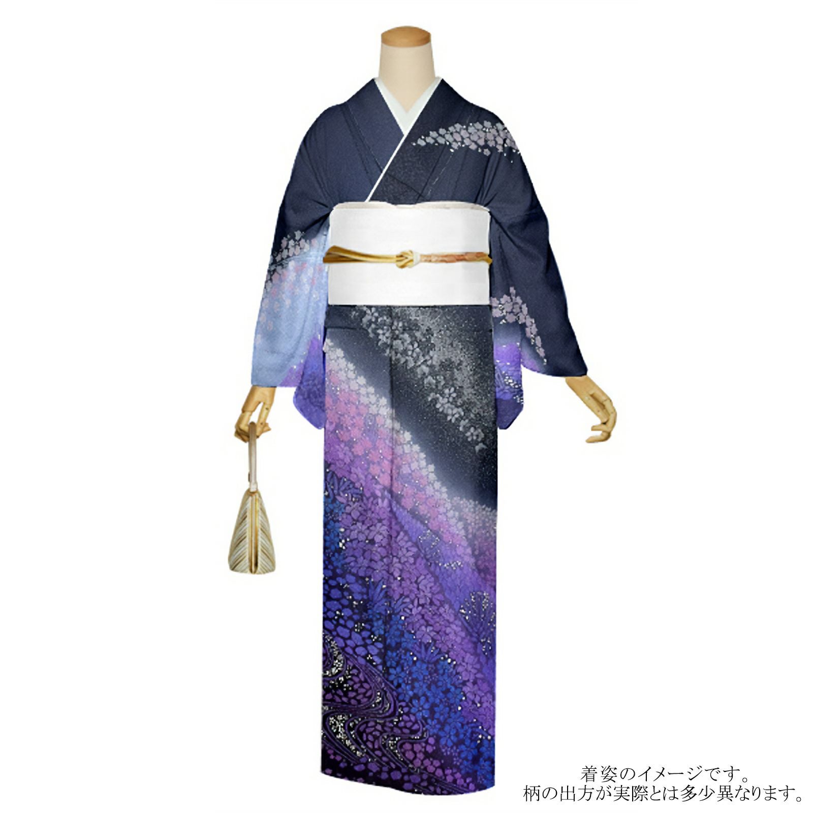 仕立て上がり 訪問着 単品 桂由美 「墨色　花筏」 正絹 着物 ブランド訪問着 七五三 入学式 卒業式 卒園式 結婚式 お宮参り 母 ママ