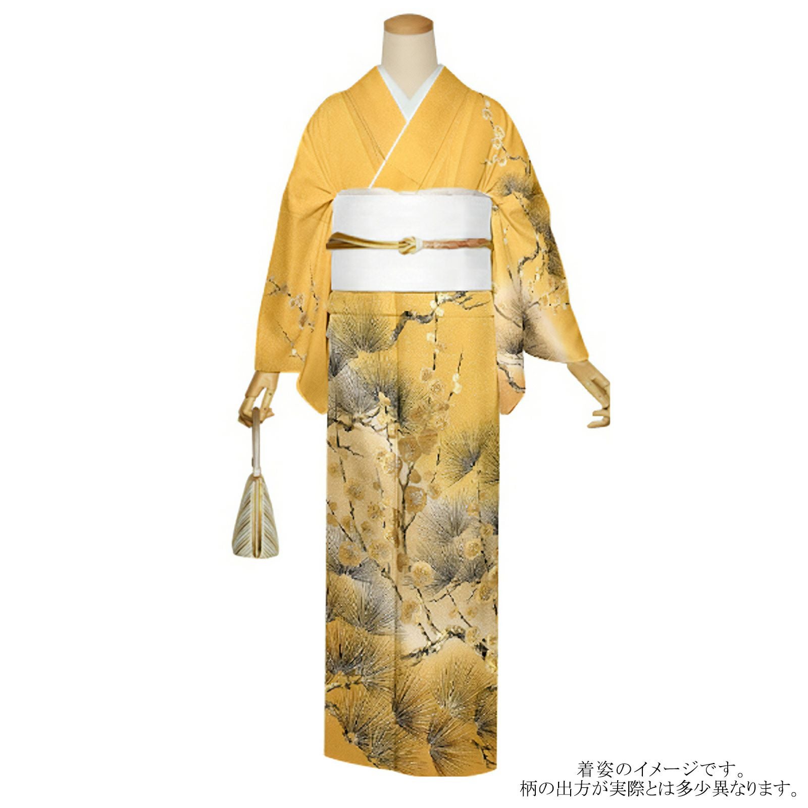 仕立て上がり 訪問着 単品 桂由美 「黄金色　松に梅」 正絹 着物 ブランド訪問着 七五三 入学式 卒業式 卒園式 結婚式 お宮参り 母 ママ