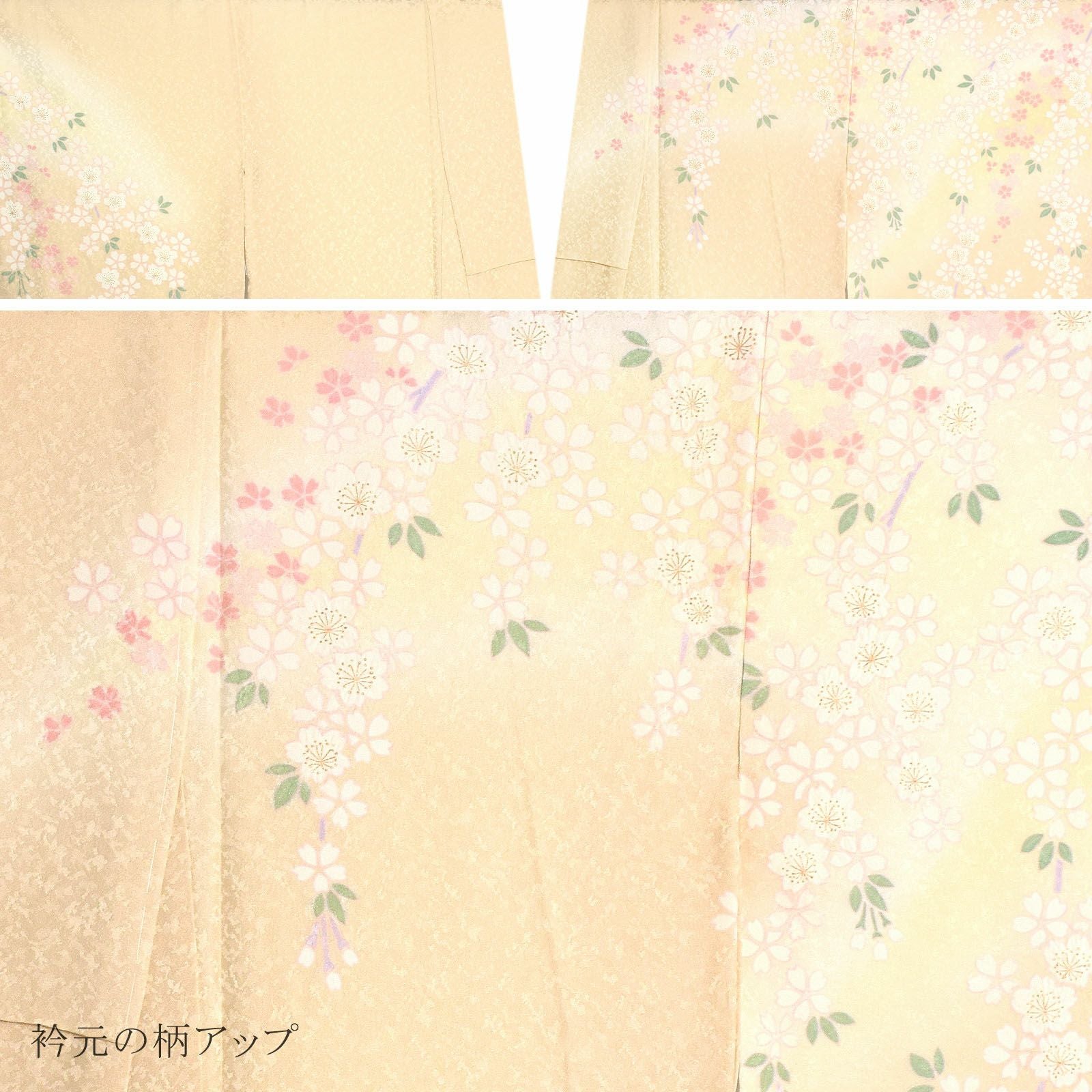 仕立て上がり 訪問着 単品 桂由美 「淡黄色 桜」 正絹 着物 ブランド