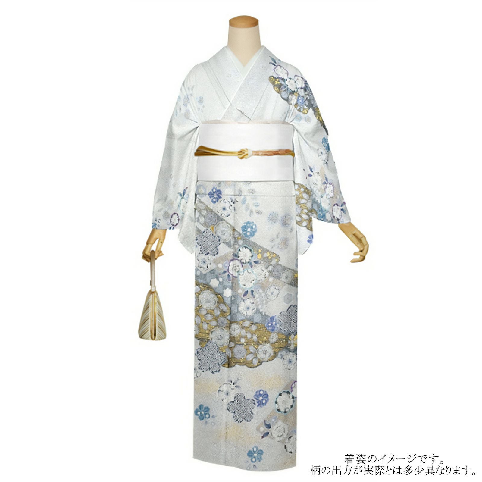 仕立て上がり 訪問着 単品 桂由美 「白藍 雲取りに辻が花」 正絹 着物