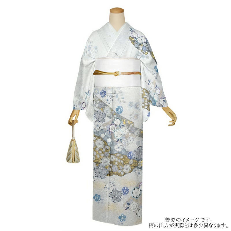 仕立て上がり 訪問着 単品 桂由美 「白藍　雲取りに辻が花」 正絹 着物 ブランド訪問着 七五三 入学式 卒業式 卒園式 結婚式 お宮参り 母 ママ