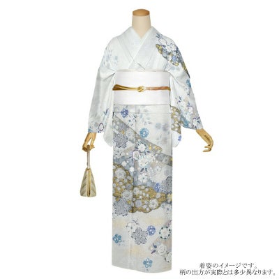 仕立て上がり 訪問着 単品 桂由美 「白藍 雲取りに辻が花」 正絹 着物 