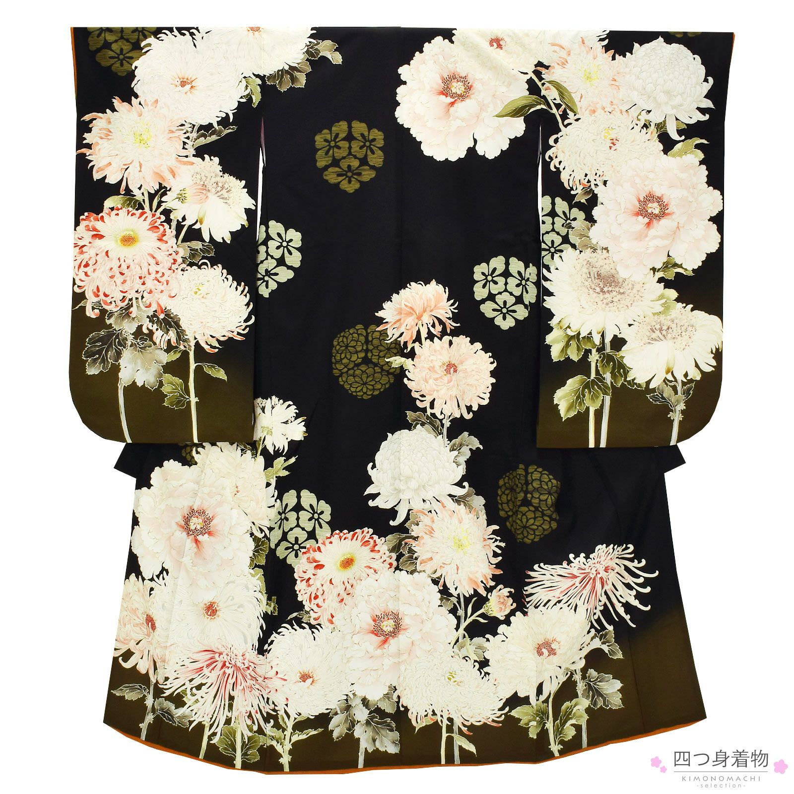 七五三 7歳 四つ身着物フルセット ブランド 芸艸堂「黒地 白、牡丹
