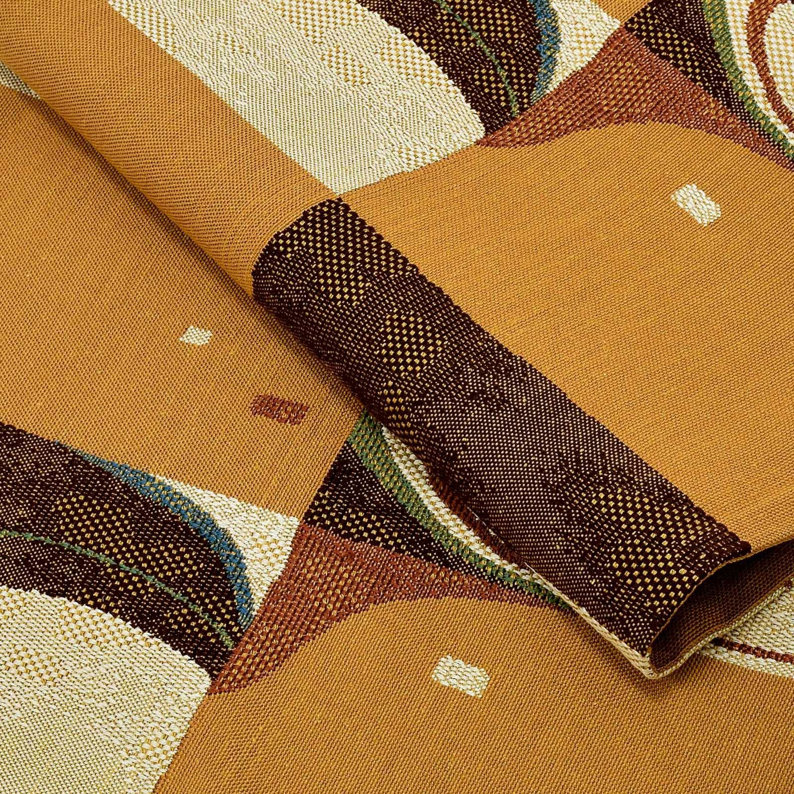 袋帯 カジュアル向け「きつね色 市松、抽象柄」日本製 西陣織 西陣織