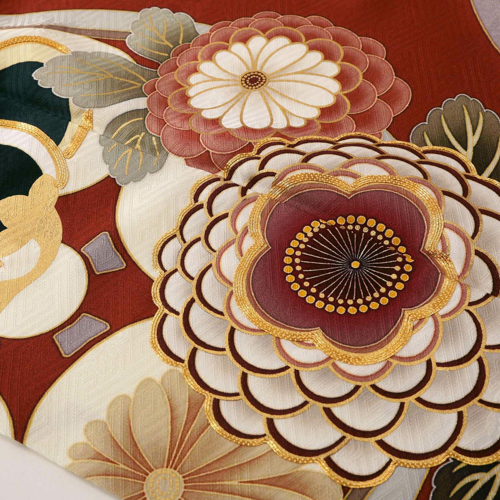 未仕立て 振袖 22点セット「Dear 赤茶 花丸文」仮絵羽 振り袖 正絹
