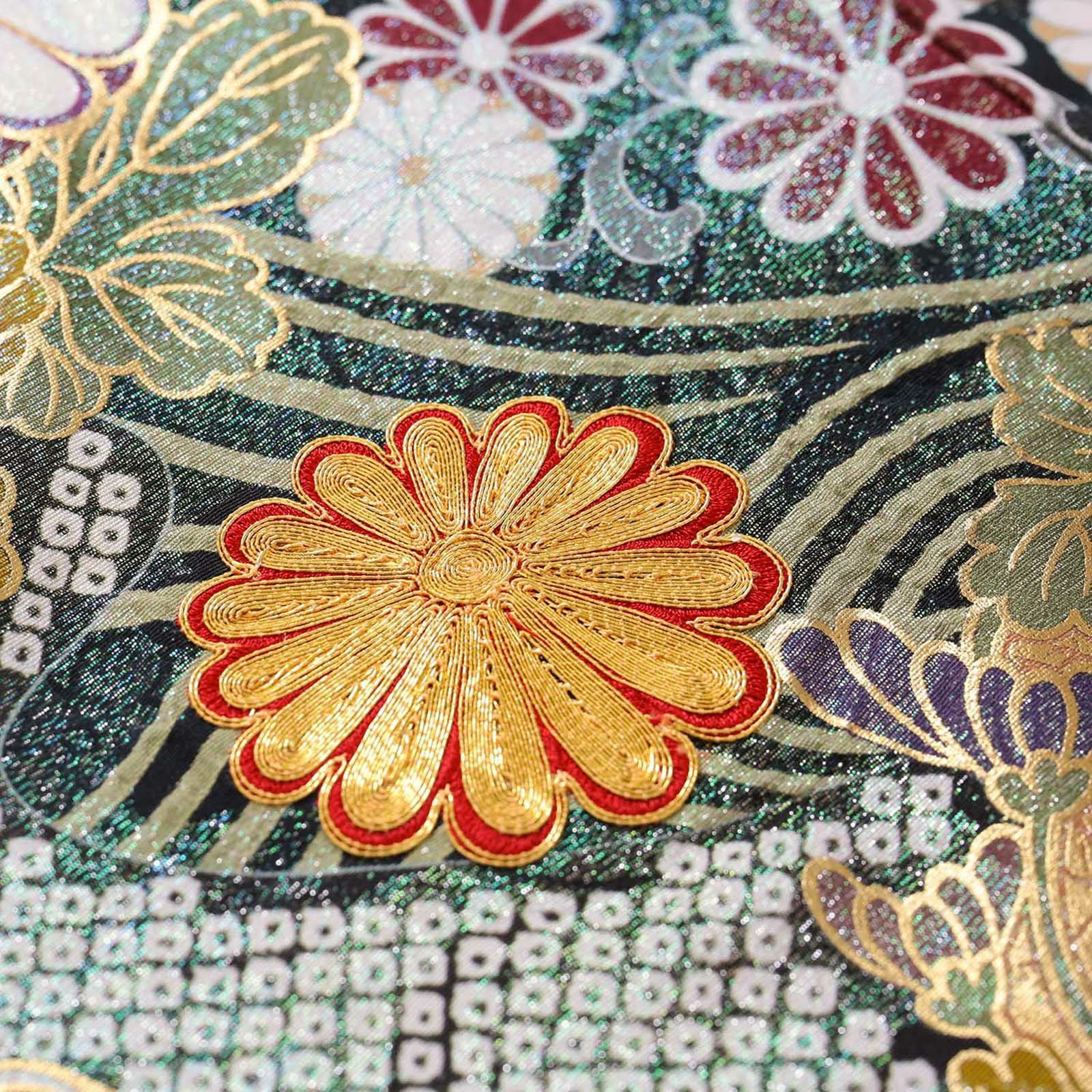 未仕立て 振袖 22点セット「桂由美 クリーム 菊花丸文」仮絵羽 振り袖