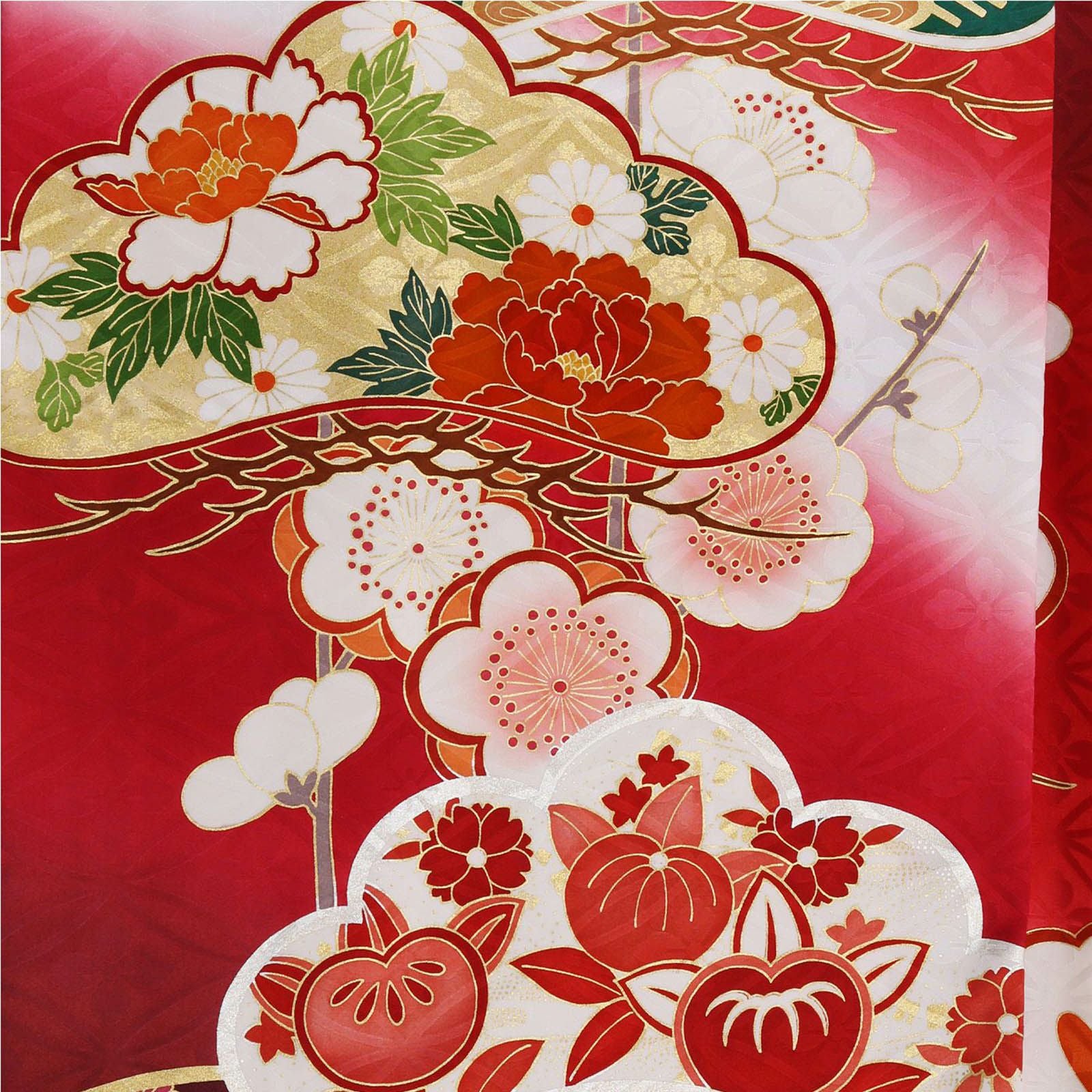 未仕立て 振袖 22点セット赤 吉澤の本格型友禅 松竹梅仮絵羽 振り袖