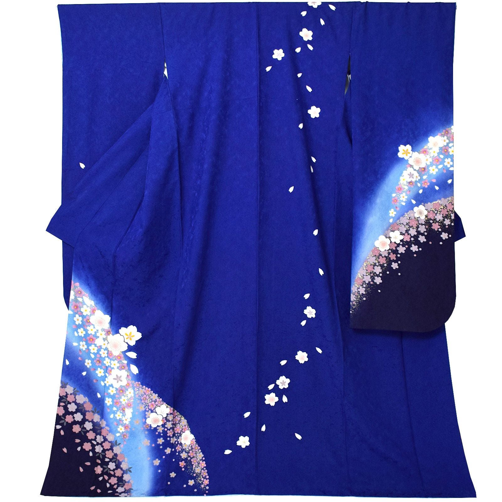 【中古品】仕立て上がり 振袖「瑠璃色　桜」貸衣装処分 レンタル処分品 成人式