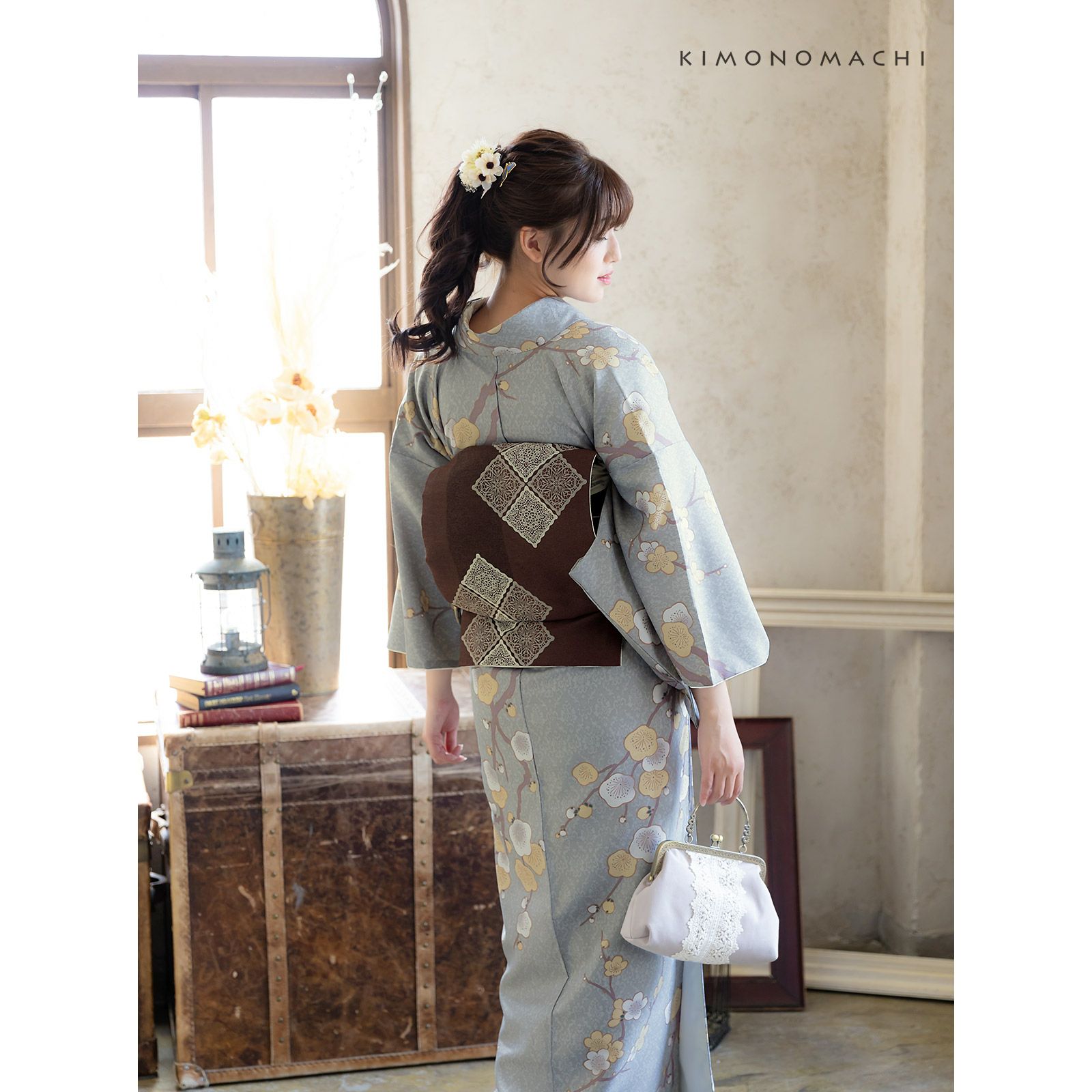 必見！！☆新品☆麻京袋帯☆高級☆百貨店取扱☆マルチグラデーション☆夏帯☆着物☆ 京袋帯 単品 数量限定 KIMONOMACHI オリジナル「焦茶色 スクエアレース