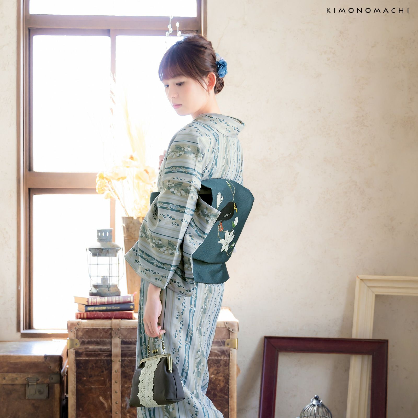 京袋帯 単品 数量限定 KIMONOMACHI オリジナル「青緑色 九官鳥 京袋帯 単品 数量限定 KIMONOMACHI オリジナル「青緑色 九官鳥