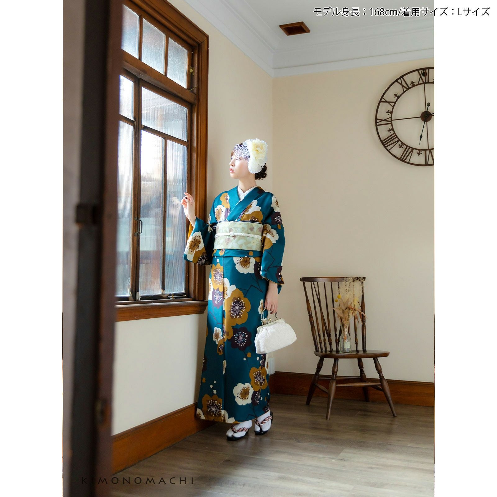 洗える着物10％OFF 5/14迄)洗える着物 セット「袷着物：梅青緑＋京袋帯