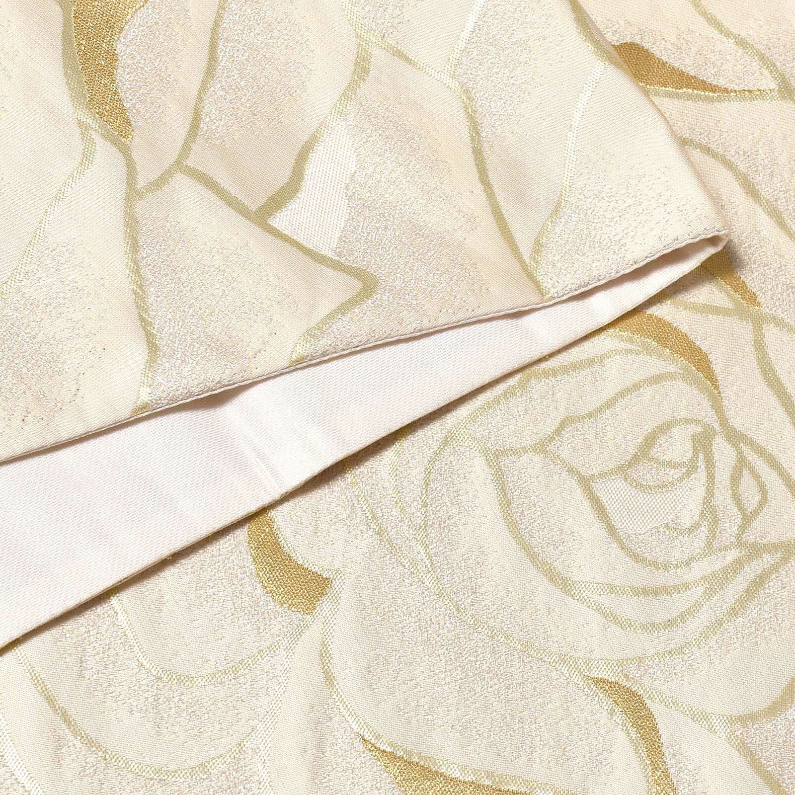 振袖 帯「アイボリー 波薔薇」日本製 未仕立て 六通柄 振袖用 袋帯