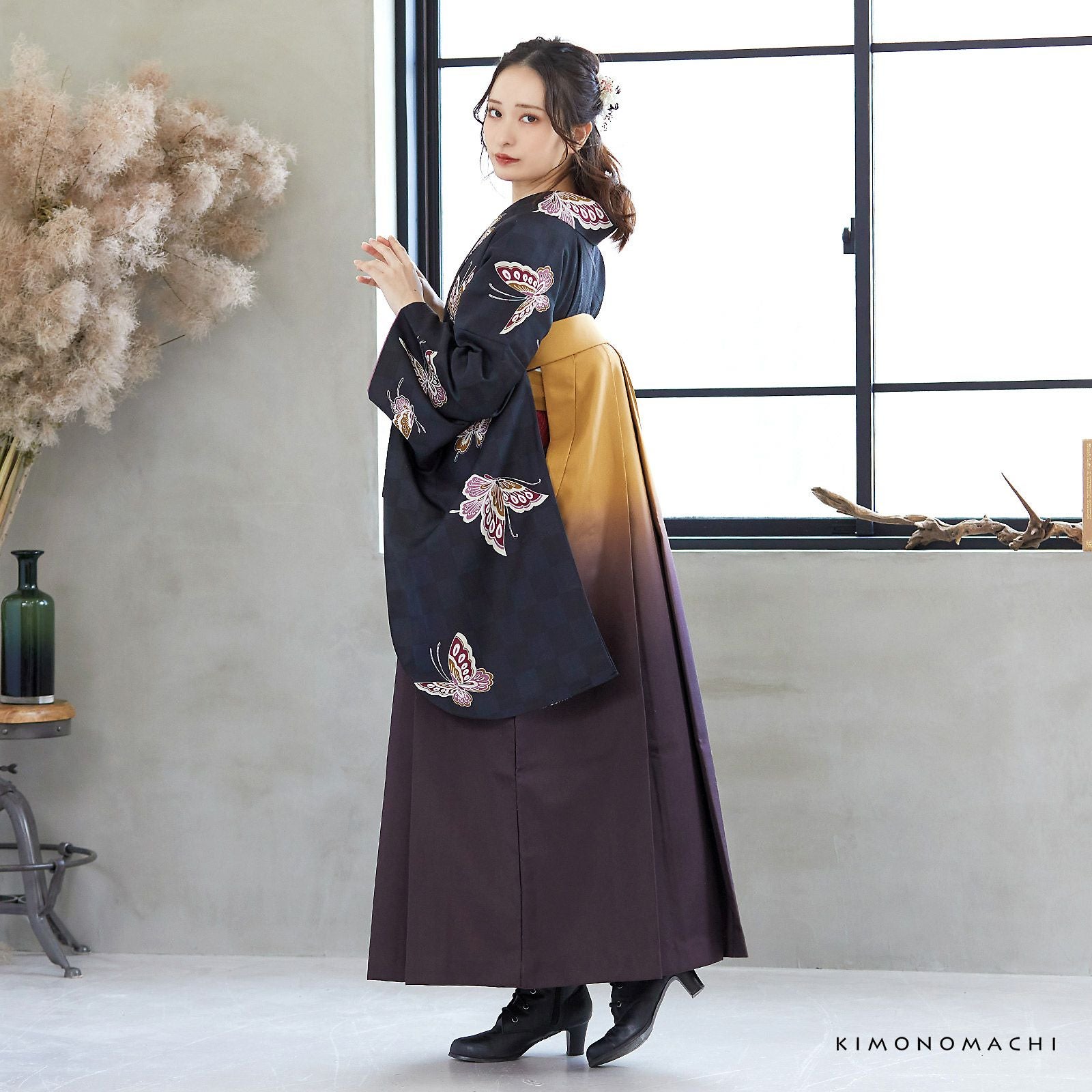 卒業式応援75％SALE 3/5迄)袴 セット 卒業式 女性 4点セット「二尺袖