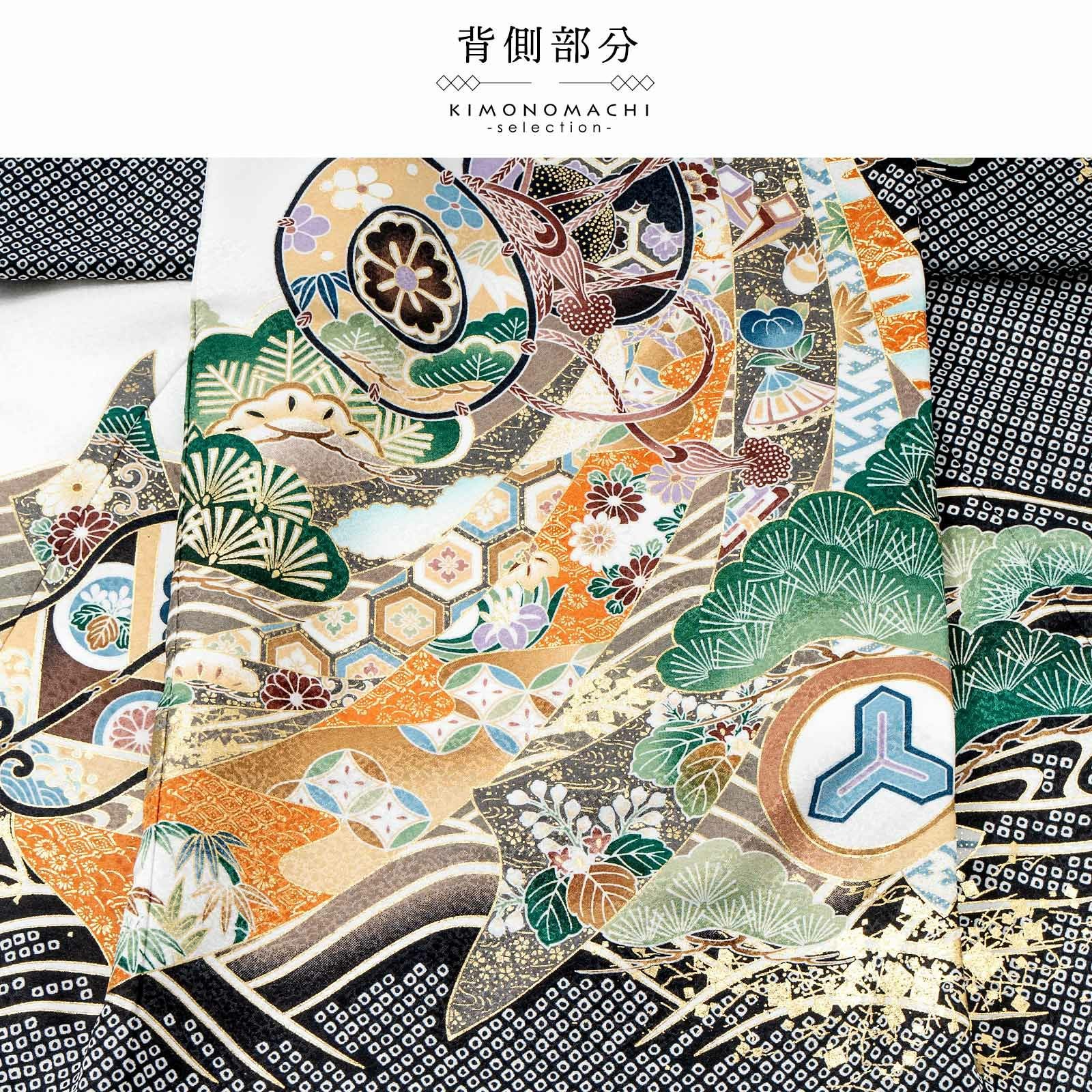 新作❗️【新品/日本製】白 手箔染め お宮参り産着 男の子 熨斗柄 男の子のお宮参り産着 祝い着 「白地 鷹に束ね熨斗、武具」 熨斗目 の