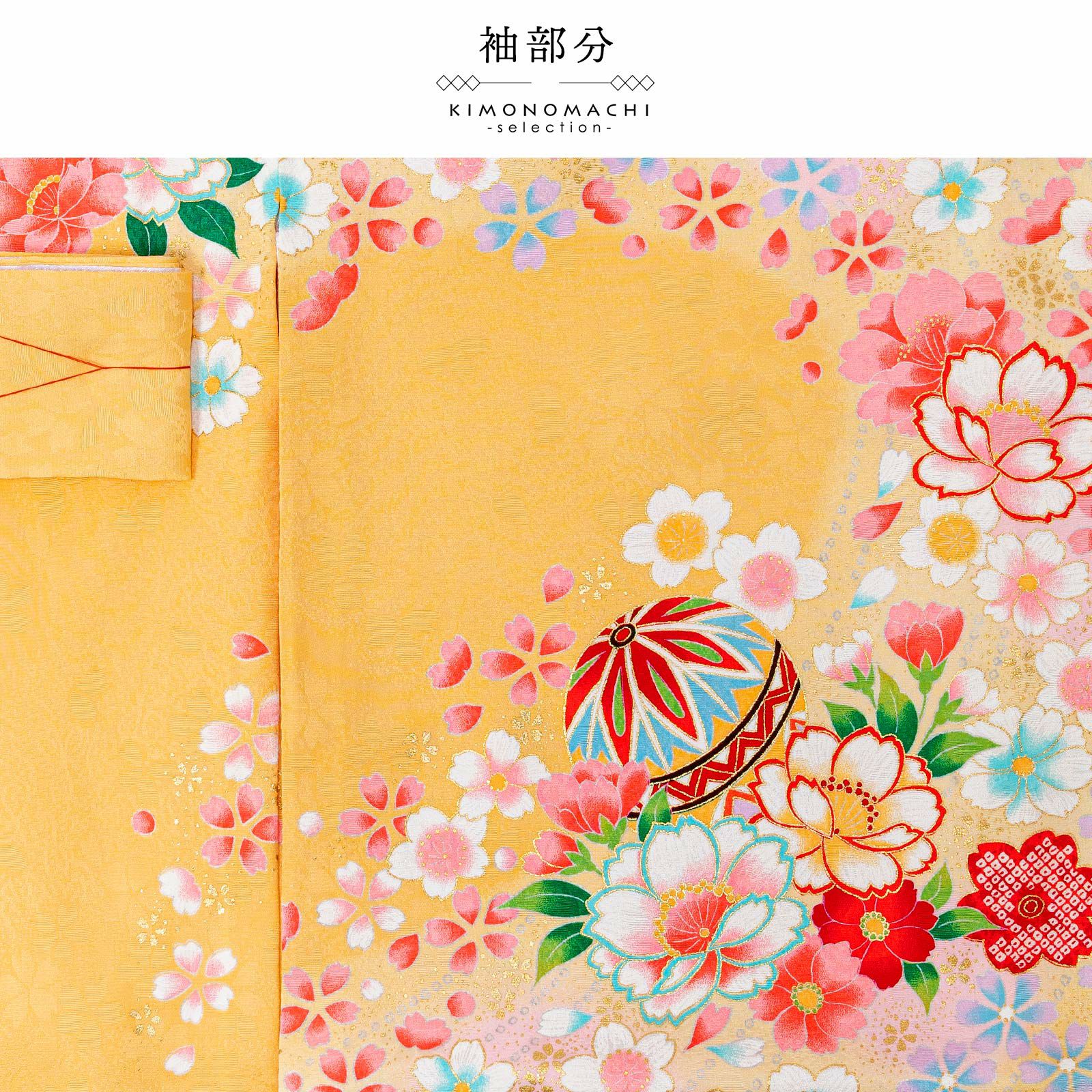 女の子のお宮参り産着 祝い着「薄橙色地 花車」正絹 一つ身 一ツ身 初