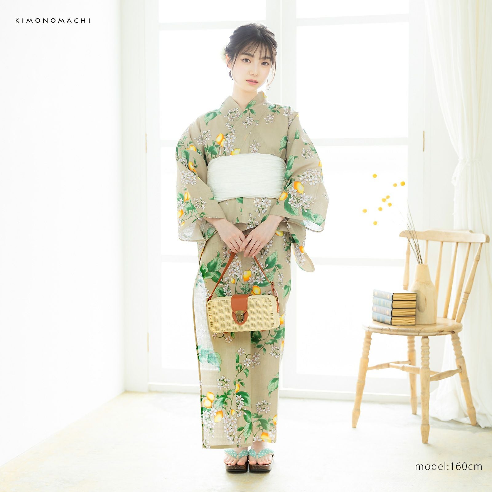 セパレート レディース浴衣 3点セット（二部式浴衣＋しわ兵児帯＋下駄