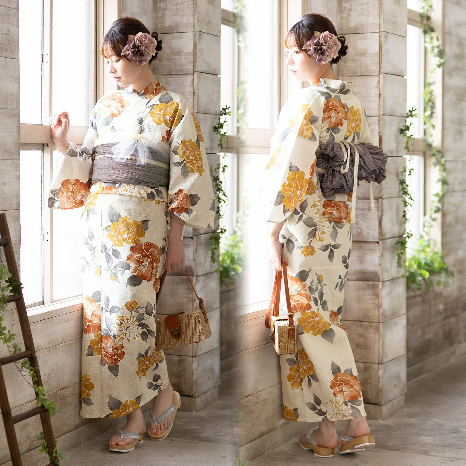 浴衣セット レディース 大人可愛い 浴衣3点セット（浴衣＋しわ兵児帯＋